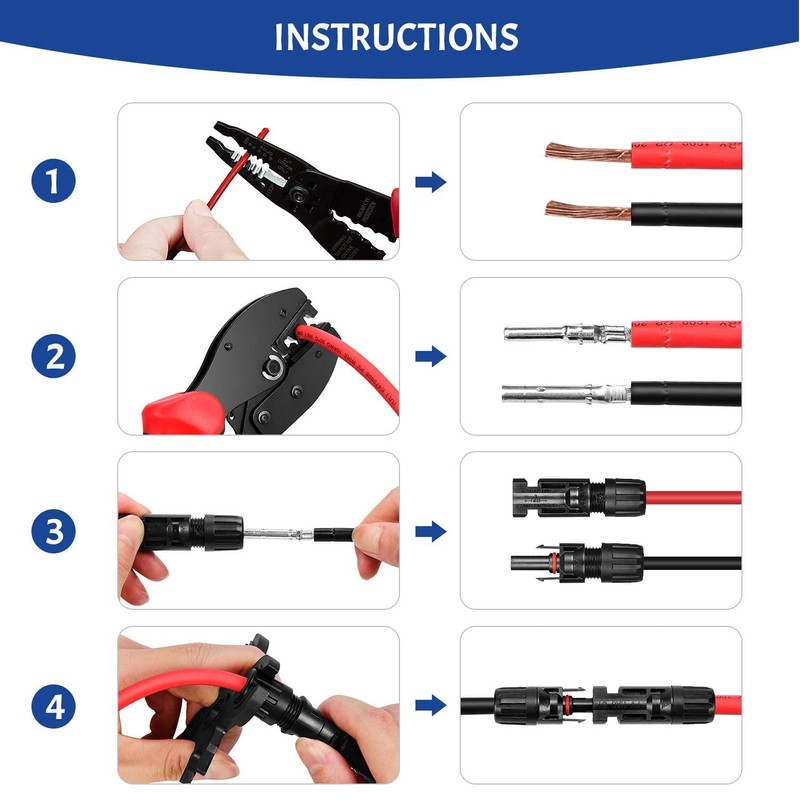 DEYMU Solar Crimping Tool Cable Connector, with 6pcs Male Female