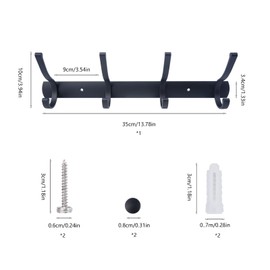 Fairblo Coat Hooks Wall Mounted, Heavy Duty Coat Rack with 4 Hooks, Black Modern Coat Hanger Hook with Screws, Rustproof Wall Clothes Hook for Jacket Hat Bags Bedroom Bathroom Kitchen Entryway