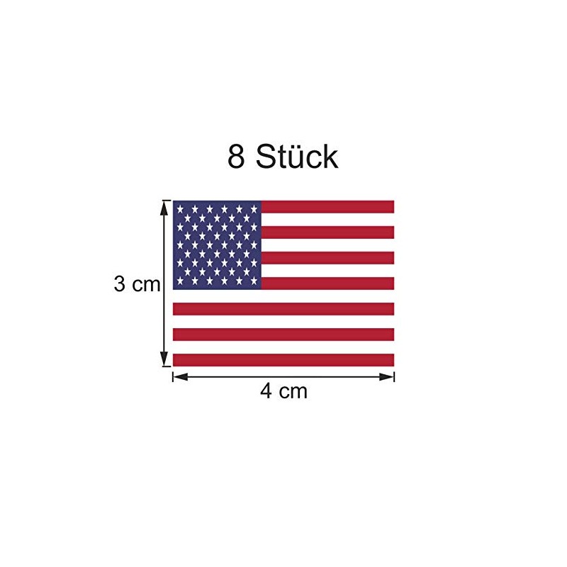 Generisch Pack of 8 Stickers America Flags Set | Sticker