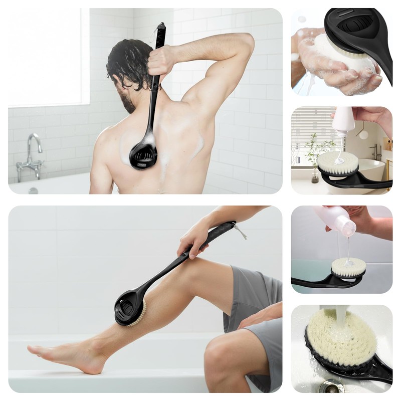 Back Scrubber for Shower, 20.4” Long Handle Shower Back Brush