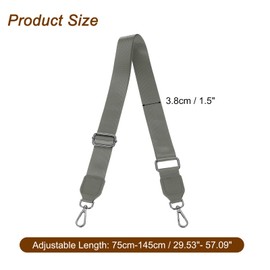 sourcing map Wide Shoulder Strap, 3.8cm Adjustable Purse Strap Replacement Crossbody Strap for Shoulder Bag Handbag, Dark Grey, Black Square Mouth Buckle