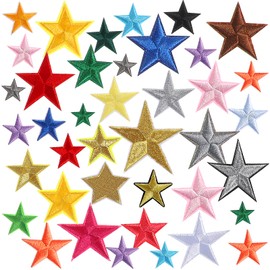 40PCS Star Iron On Patches, Star Patches Embroidered Iron On Patches Applique Star Sew on Patches for Clothing, Jeans, Jackets, Caps, Dress, Bag, Backpacks Repair
