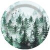 Jajajuegos 40-Piece 9-Inch Green Misty Forest Disposable Paper Plates Set