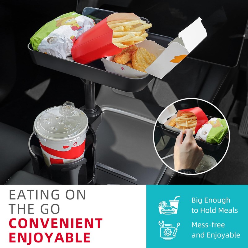 DYLEN Car Cup Holder Expander, 24cm Detachable Car Food Tray