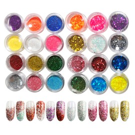 Nail Glitter Glitter Glitter Powder, Set of 24, Nail Parts, Glitter Powder, Nail Art, Gel Nails, Resin Encapsulated Face Body Decoration Parts