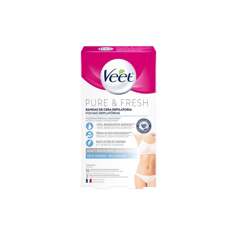 Bandas Depilatorias Veet area Hipoalergénico Piel sensible 16 Bandas