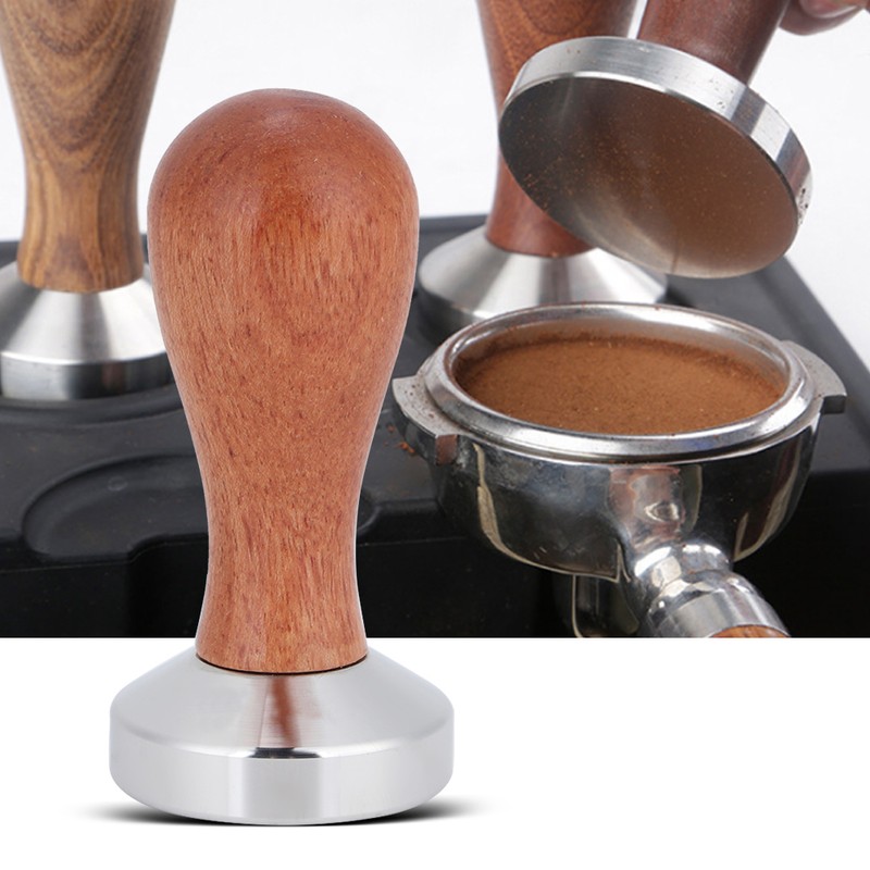 Stainless Steel Manual Coffee Powder Flat Tamper with Wood Handle