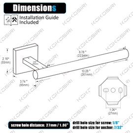 KOKOSIRI Hand Towel Bar Chrome Bathroom Towel Rail Holder Kitchen Paper Holder Wall Mounted Toilet Cabinet Mount, Polished Stainless Steel B3008CH
