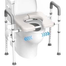 Raised Toilet Seat With handles Adjustable Width & Height, Toilet Seat Risers for Seniors, Adult, Pregnant, Fit Any Toilet, UP to 400lb, Dark Grey