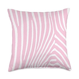 Pink And White Striped Animal Print Zebra Pattern Pale Throw Pillow, 18x18, Multicolor