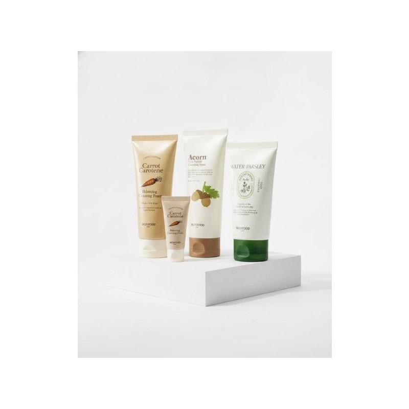 SKINFOOD [2개/교차]캐롯/판토테닉/에이콘 클렌징 폼150ml(+폼30ml 추가증정) 캐롯 폼 30ml 에이콘+에이콘