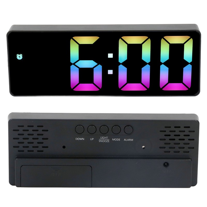 Colorful LED Digital Alarm Clock Large LED Screen Electronic Alarm