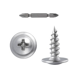 (400 pcs)#8×1/2" Phillips Truss Head Wood Screws Stainless Steel 410 Quick Metal Self Tapping