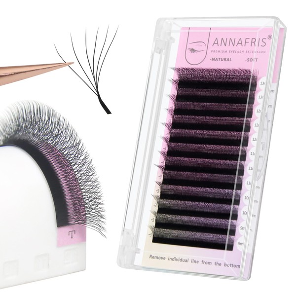 ANNAFRIS 6D Eyelash Extension, Premade Fan W Lash, 0.07 LU