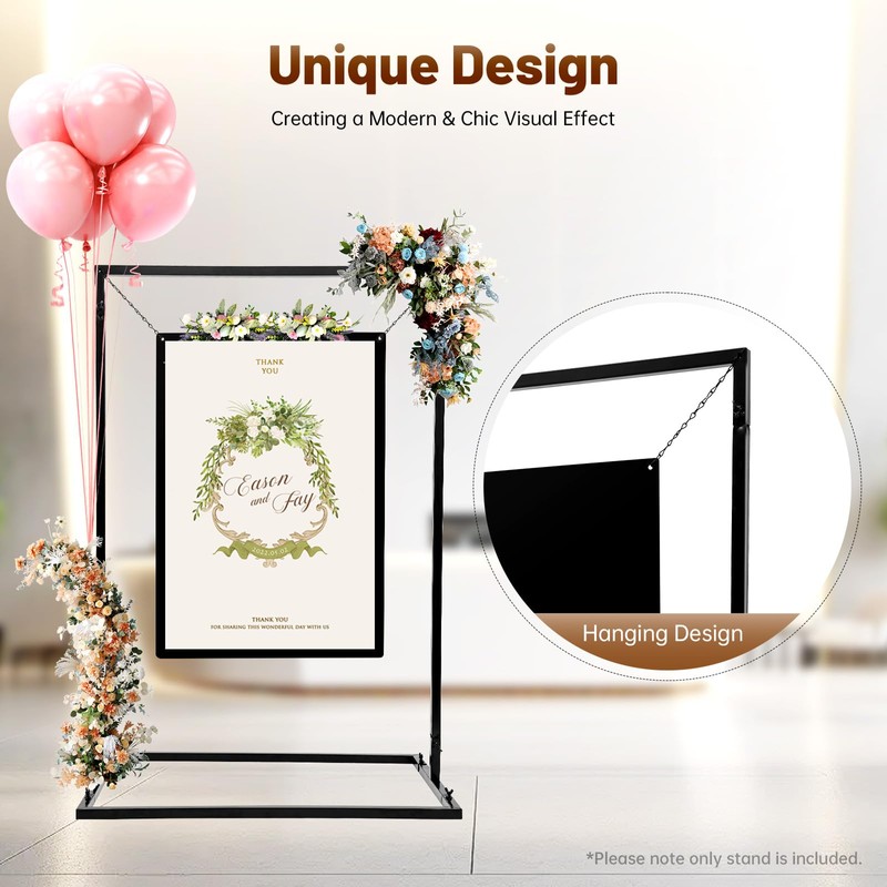 Modern Wedding Welcome Sign Stand with 19.68 * 27.55in Chalkboard