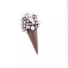 ZARD Ice-Cream Cone Pin Brooch in White Rhinestone and Beads
