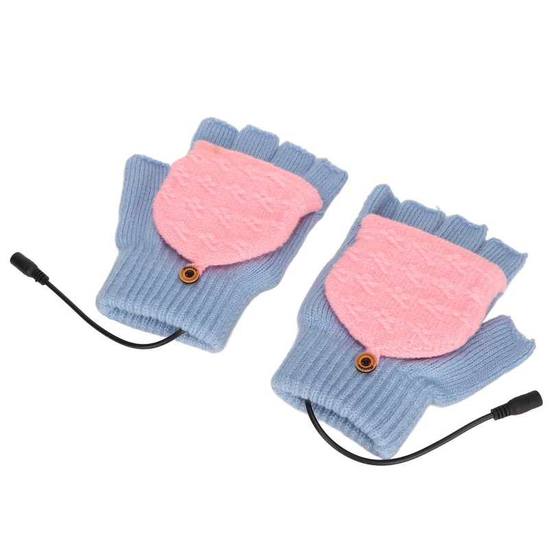 USB Heating Gloves Full Finger Half Fingerless Double Sided Heating