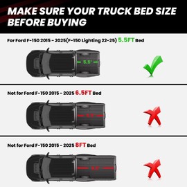 LASFIT Bed Mat Fit for Ford F-150 (5.5FT, 67.1" Bed) 2015-2025 Truck Bed (Include F150 Lightning 2024 2023 2022) All Weather Protection TPE Car Bed Liner - 1PC Black