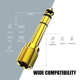 BERLAT Gold Plated 1/4 to 3.5mm Adapter, 6.35mm (1/4 inch) Male to 3.5mm (1/8 inch) Female Stereo Audio Adapter for Aux Cable, Guitar Amplifier, Headphone - 3pack Screw-On