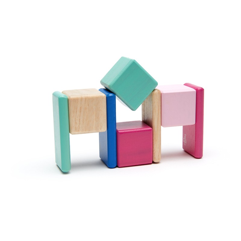 8 Piece Tegu Pocket Pouch Magnetic Wooden Block Set, Blossom