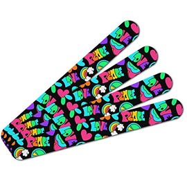 Groovy Hippie Peace and Love Pattern Double-Sided Nail File Emery Board Set 4 Pack
