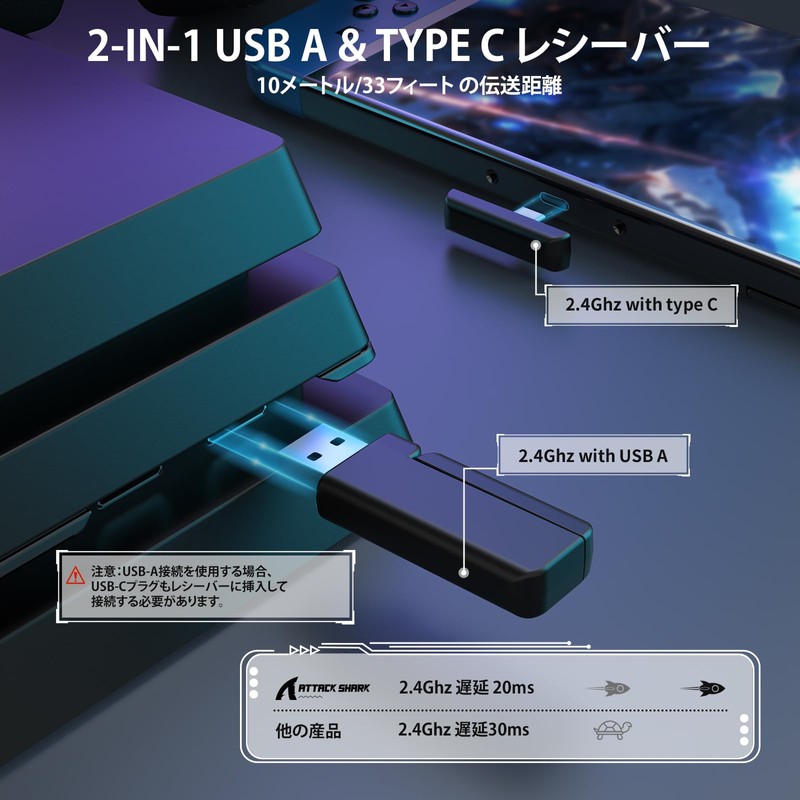 ATTACK SHARK L80 Gaming Headset, Lightweight Design 180g, Wireless 2.4G/Bluetooth/Wired