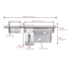スライディングボルトゲートラッチ、ステンレス鋼製ラッチボルトドアロックロック、パッドロック穴付きボルト、ハブセー フティクラスプハスバレルボルトスライディングラッチ、ステンレススチールブラシ仕上げ
