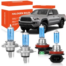 OQSNCV Fit for Toyota Tacoma 2012 2013 2014 2015 High Performance Halogen Headlight Bulbs, 9003/H4 Light Bulbs High/Low Beam + H11 Fog Light Headlamp Replacement Bulbs Kit 100W 4200K, Pack of 4