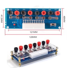 24 Pin ATX Power Supply Breakout with ABS Protective Shell Adapter Module Desktop Computer Testing PC Power Supply ATX Transfer Electrical Board 12V 5V 3.3V