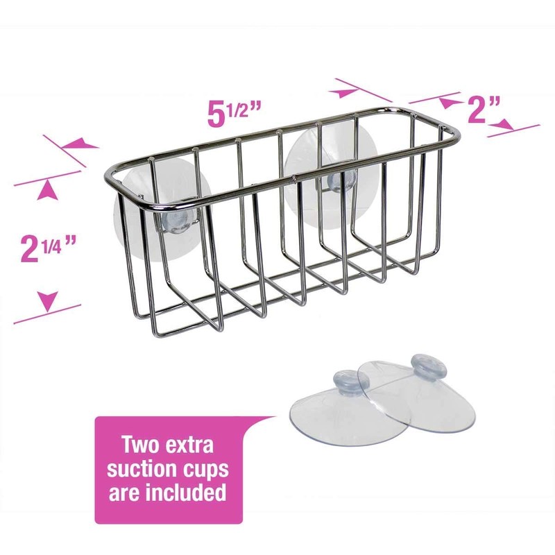 Jolitee Silver Stainless Steel Suction Cup Sink Caddy for Sponges