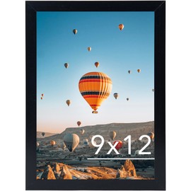 JCJMY 9x12 Picture Frame Black for Wall Hanging, Wall Mounting Horizontally or Vertically, 9 x 12 Wall Gallery Poster Photo Frame with Shatter Resistant Plexiglass, Black