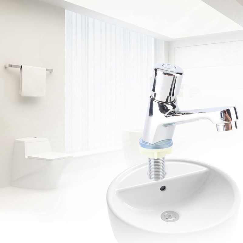 Public Ktchen Bathroom Chrome Plated Self Closing Water Saving Time