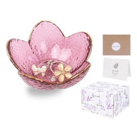 Nideen Trinket Dish Small Jewellery Dish, Decorative Ring Dish Trinket Tray with Gift Box Key Dish Gifts for Women, 3.54× 1.65 inches(Purple)