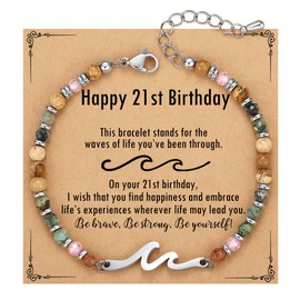TONY & SANDY 21st Birthday Gifts for Her, 21st Birthday Decorations Wave Bracelets for Women, 21 Year Old Bday Gifts for Her, Turning 21 Bday Party Favors Daughter Sister Friends Bestie