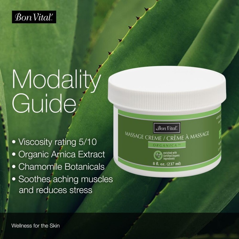 Bon Vital' Organica Massage Creme, Professional Massage Therapy Cream with