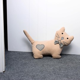 CERAYOU Cute Animals Decorative Door Stoppers, Soft Durable Fabric Weighted Interior Wall Protector for Home & Office, Anti Collision Heavy Duty Compact Floor Decor Book Stopper, Beige Cat Love