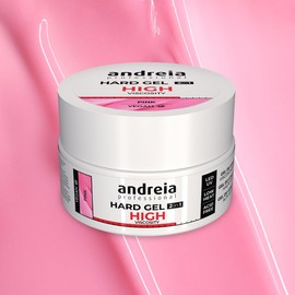 Andreia Professional Hard Nail Gel Biphasic 2 in 1 LED et UV Gel Nail Builder - High Viscosity for Hard Strong Nails Tips and Extensions - Build Up Gel for Nails - Colour Pink 44g