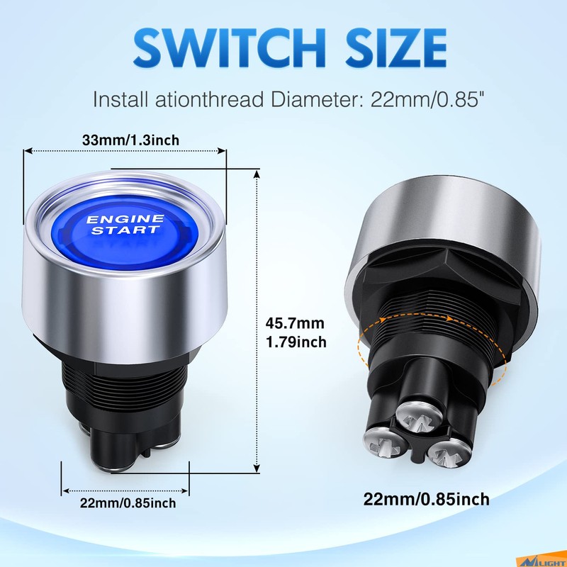 Nilight Start Engine Button 12V DC 50A SPST on Off