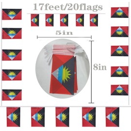 FFILL Antigua and Barbuda Banner Flag String, Antigua Mini Flag Small Banner, for Party, Shops and Bars Decorations, (Antigua and Barbuda)