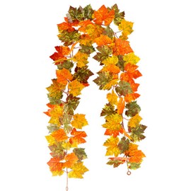 Autumn Decorations, Artificial Maple Leaf Garland for Home Decor, 175cm Fall Decor for Wedding Thanksgiving Party, Fireplace Wall Decoration and Autumn Decorations in The Open