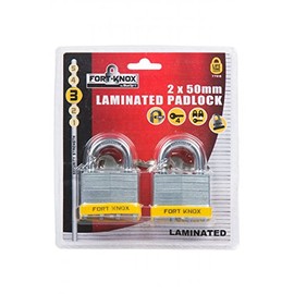 Fort Knox 77015 50 mm Laminated Keyed Alike Padlocks, Silver