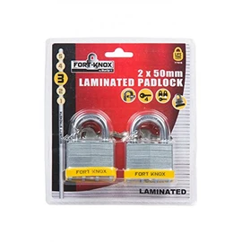 Fort Knox 77015 50 mm Laminated Keyed Alike Padlocks, Silver