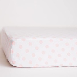 NODNAL CO. Fitted Crib Sheet - 100% Cotton for Baby Girl/Boy Nursery Bedding - Gender Neutral Patterns & Colors - Unisex for Standard Baby/Toddler Crib Mattress 28”x52”x9” (Pink Polka Dots)