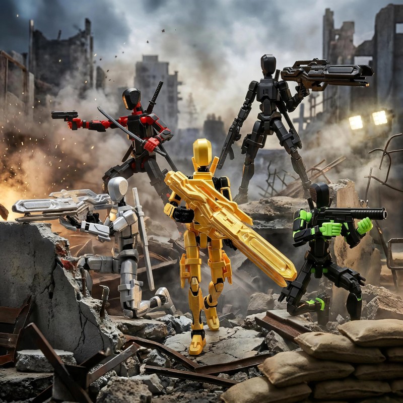Dumwick T13 Action Figure Set,3D Printed Dummy Robot 13 Action