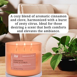 Vela perfumada de clavo de canela | 3 mechas de canela, clavo, vainilla, jengibre y madera de cedro | Velas de soja de invierno altamente perfumadas de 15.5 onzas para el hogar | Vela relajante para aliviar el estrés de aromaterapia