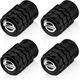 Air Valve Cap, Nissan, High-Grade Alloy, for Cars and Motorcycles, Tire Valves, Set of 4, Nissan, Black