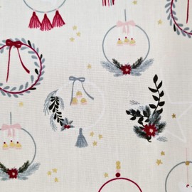 Fabric Sold by the Metre Christmas 0.5 m Mila Ecru Wreaths Advent Christmas Fabric Christmas Fabric Reusable Wrapping Paper Sustainable