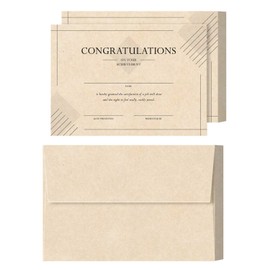 25 Congratulations On Your Achievement Parchment Award Certificate, 5" x 7" Fill-in-The-Blanks Recognition & Accomplishment Card & Envelopes for Graduation, Students, Employees – NOT A Fold Over Card