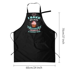 zukmvuh Baking Apron for Women I Baking Because People Is Frowned Aprons Gifts for Men Woman Family Friends