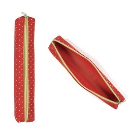 POWERTOOL Candy Color Pencil Case Oxford Fabric Portable Simple White Lace Cute Slim Small Pencil Case for Kids Adults Travel School Office (Red), red